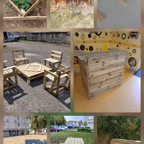Mobilier en bois recyclé réalisé en atelier